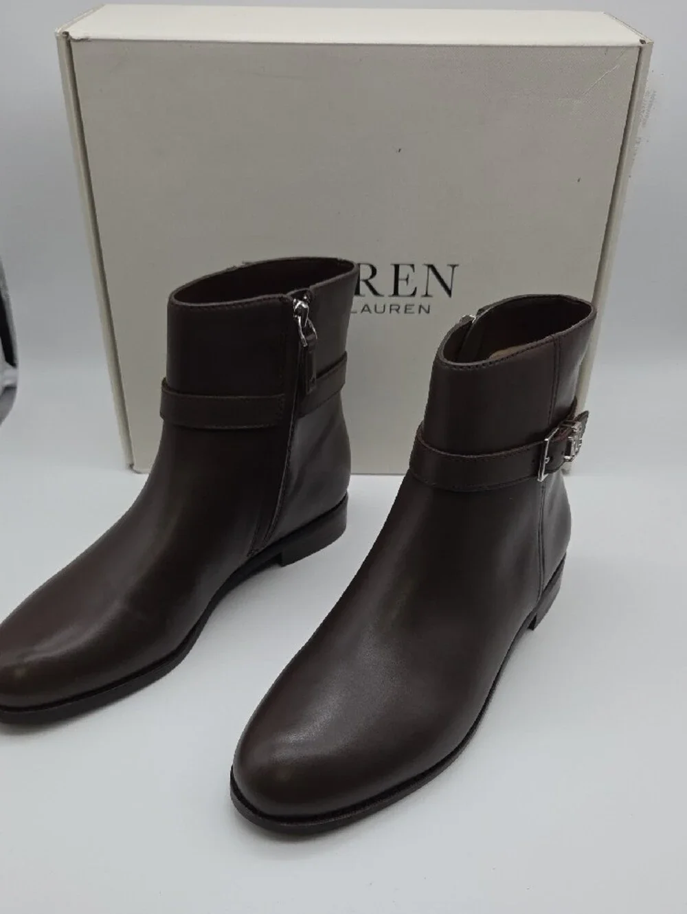 Lauren Ralph Lauren Dark Brown Leather Ankle Boots